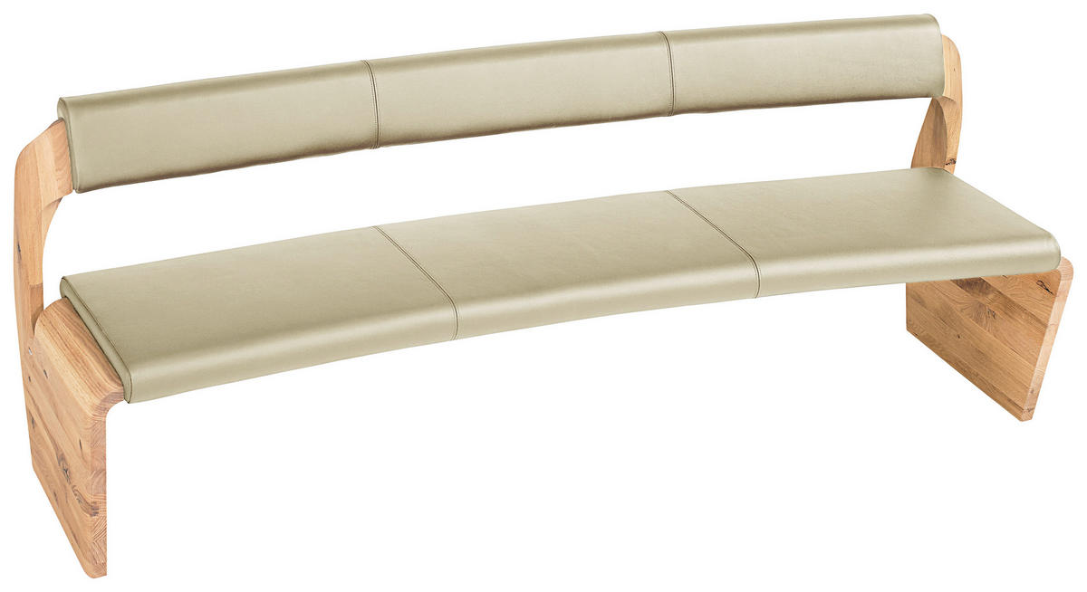 SITZBANK 207/84/70 cm  in Creme, Eichefarben  - Eichefarben/Creme, Natur, Leder/Holz (207/84/70cm) - Voglauer