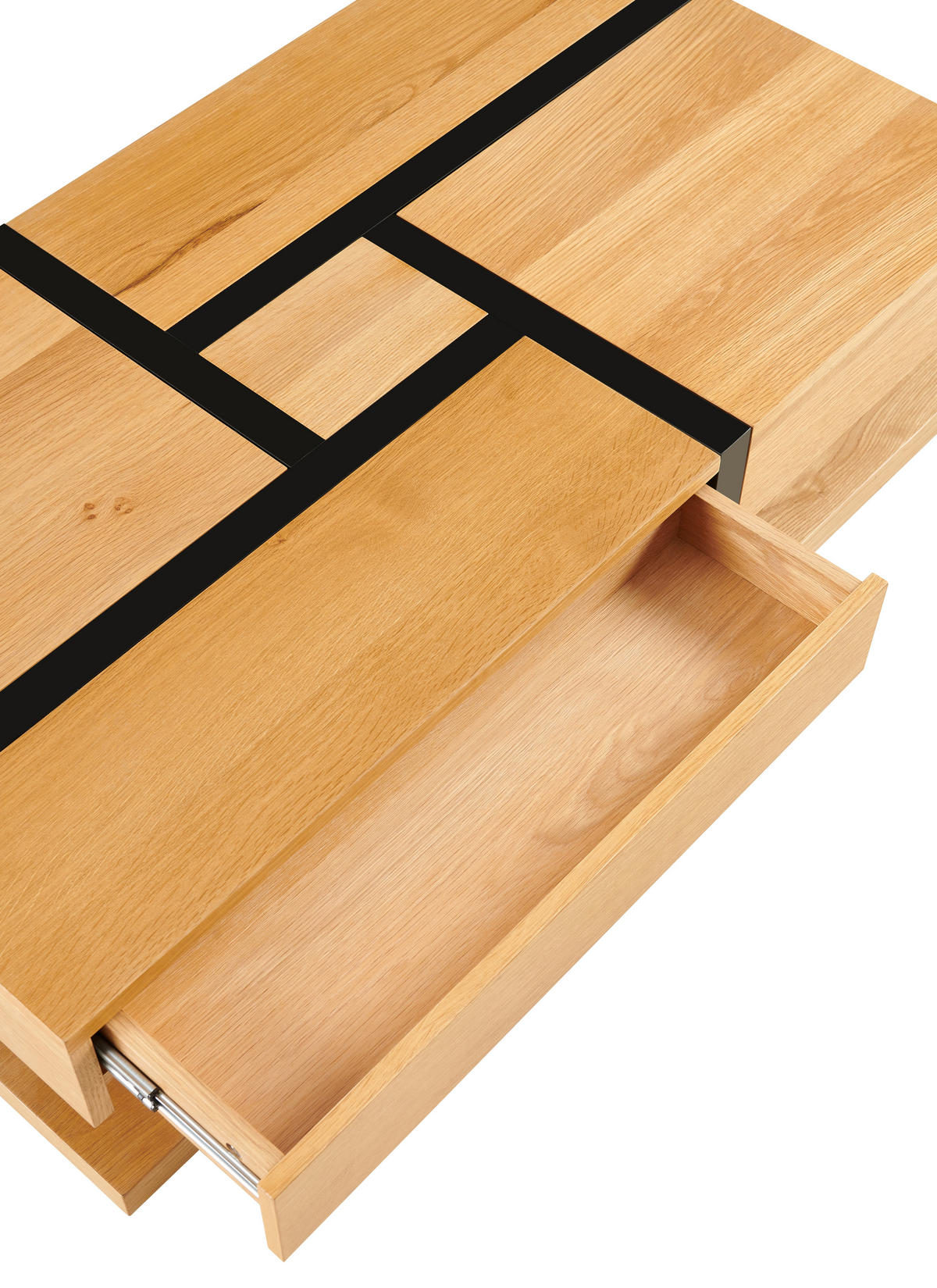 COUCHTISCH Eiche furniert 120/30/65 cm rechteckig Schwarz, Eichefarben  - Eichefarben/Schwarz, Design, Holz/Holzwerkstoff (120/30/65cm) - Livetastic