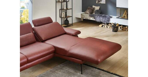 ECKSOFA in Echtleder Dunkelrot - Schwarz/Dunkelrot, Design, Leder/Metall (310/180cm) - Dieter Knoll