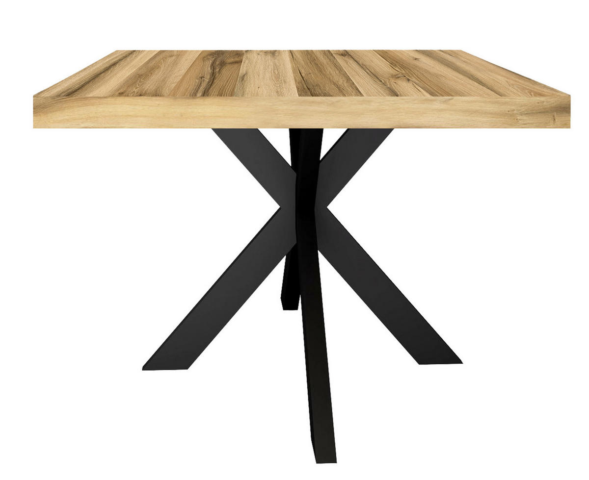 ESSTISCH rechteckig Schwarz, Eichefarben  - Eichefarben/Schwarz, KONVENTIONELL, Holzwerkstoff/Metall (210/100/78,4cm) - Hom`in
