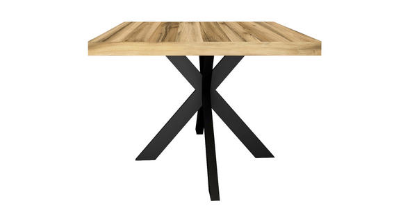 ESSTISCH rechteckig Schwarz, Eichefarben - Eichefarben/Schwarz, KONVENTIONELL, Holzwerkstoff/Metall (210/100/78,4cm) - Hom`in