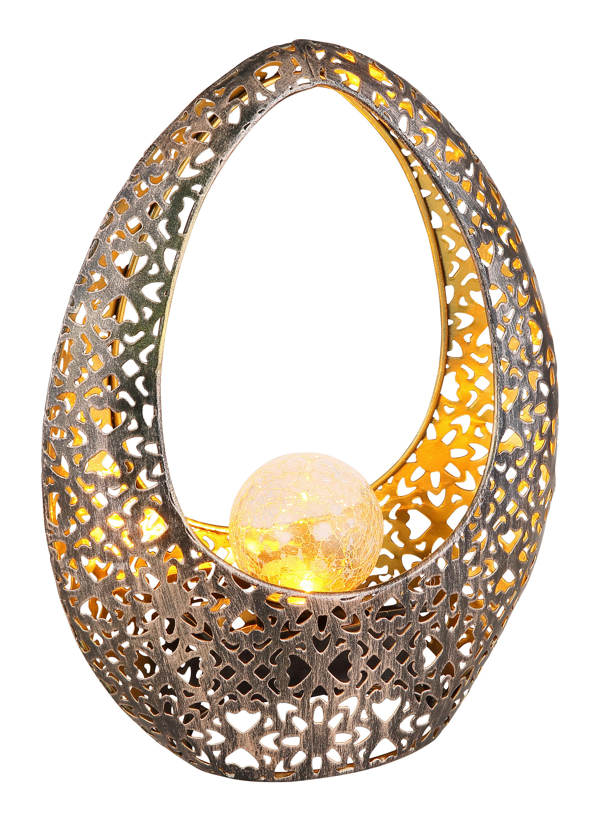 SOLARLEUCHTE 21,5/9,5/27,5 cm   - Klar/Goldfarben, Design, Glas/Metall (21,5/9,5/27,5cm) - Globo