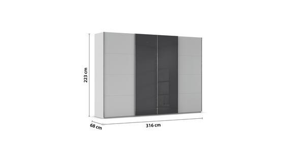 SCHWEBETÜRENSCHRANK 316/223/68 cm 4-türig Grau, Schwarz - Chromfarben/Schwarz, KONVENTIONELL, Glas/Holzwerkstoff (316/223/68cm) - Novel