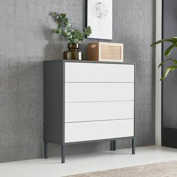 KOMMODE Mailand Typ 3 + MF  in 79/86/33 cm  - Anthrazit/Weiß, MODERN, Holzwerkstoff/Metall (79/86/33cm) - MID.YOU
