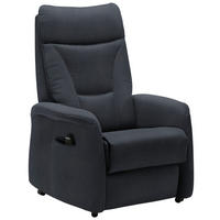 FERNSEHSESSEL  mit Relaxfunktion, Aufstehhilfe Mikrofaser Dunkelblau  - Schwarz/Dunkelblau, KONVENTIONELL, Textil (78/108/90cm) - Hukla