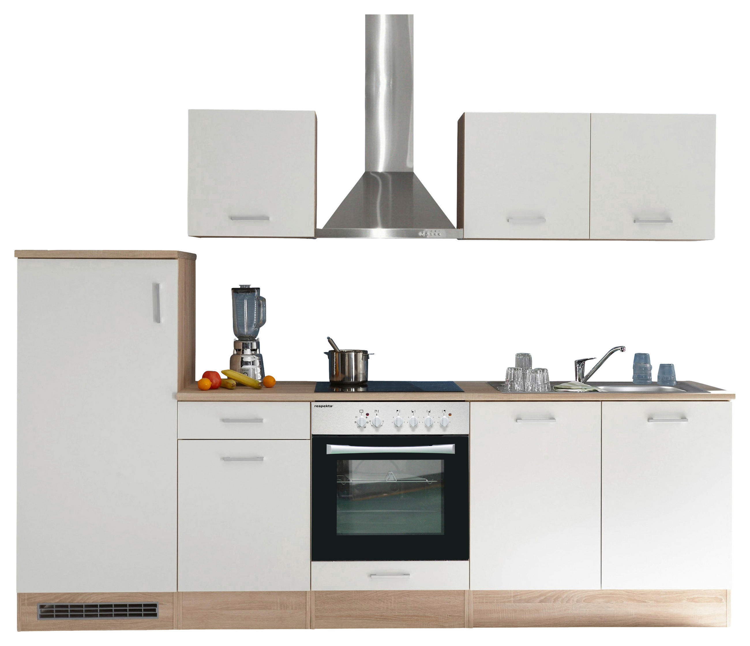 KÜCHENLEERBLOCK 270 cm   in Weiß, Eichefarben  - Edelstahlfarben/Eichefarben, Basics, Holzwerkstoff/Kunststoff (270cm) - Respekta