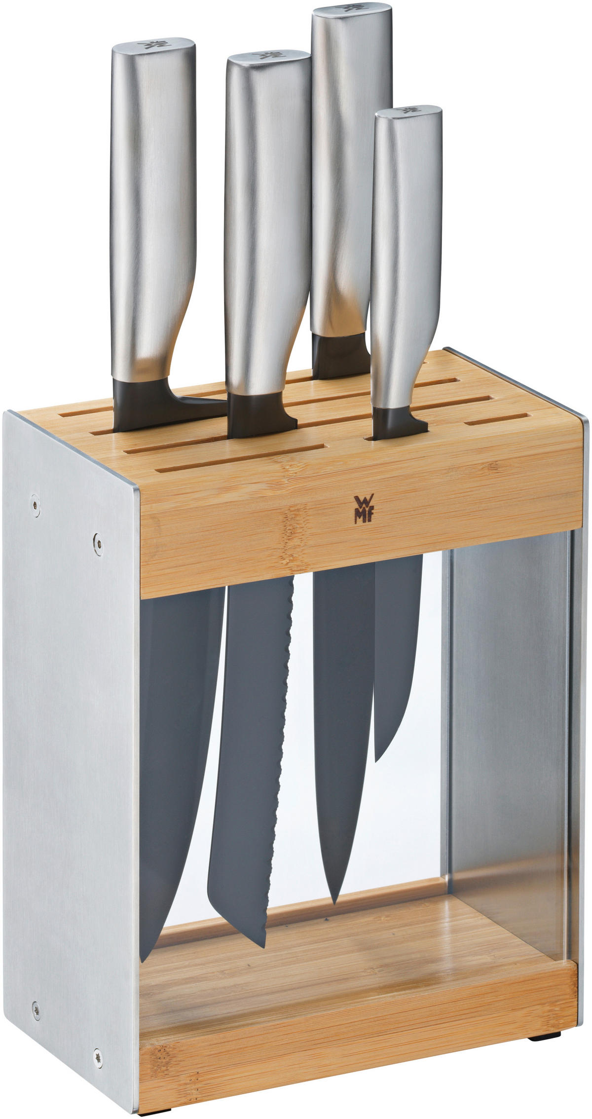 MESSERBLOCK WMF Ultimate Messer 5-teilig  - Edelstahlfarben/Transparent, KONVENTIONELL, Metall - WMF