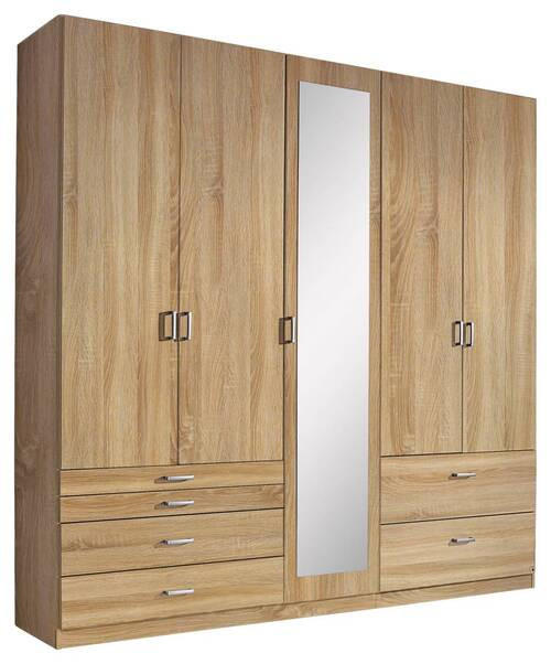DREHTÜRENSCHRANK 226/210/54 cm 5-türig Sonoma Eiche  - Alufarben/Sonoma Eiche, Basics, Glas/Holzwerkstoff (226/210/54cm) - Xora