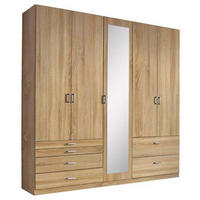 DREHTÜRENSCHRANK in Sonoma Eiche  - Alufarben/Sonoma Eiche, Basics, Glas/Holzwerkstoff (226/210/54cm) - Xora