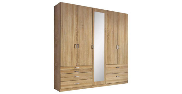 DREHTÜRENSCHRANK  in Sonoma Eiche  - Alufarben/Sonoma Eiche, Basics, Glas/Holzwerkstoff (226/229/54cm) - Xora