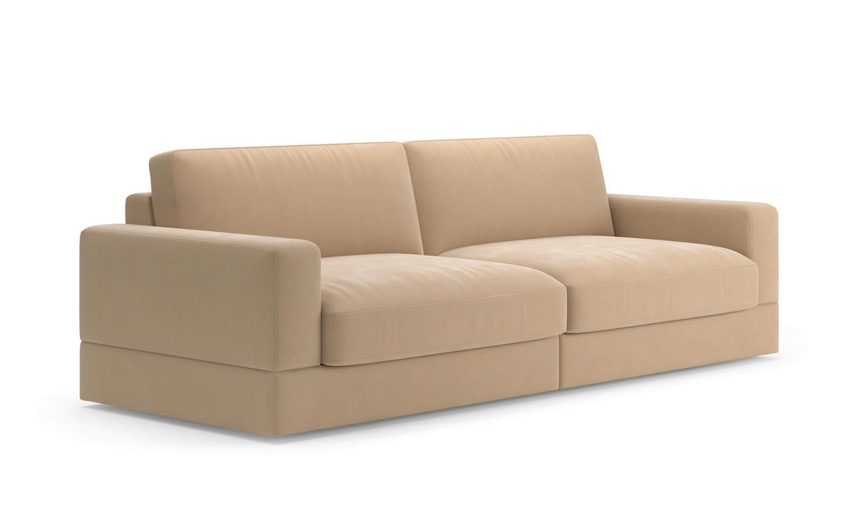 BIGSOFA FABIO E Mikrofaser Sandfarben  - Sandfarben/Schwarz, MODERN, Kunststoff/Textil (264/87/108cm) - Sit & More