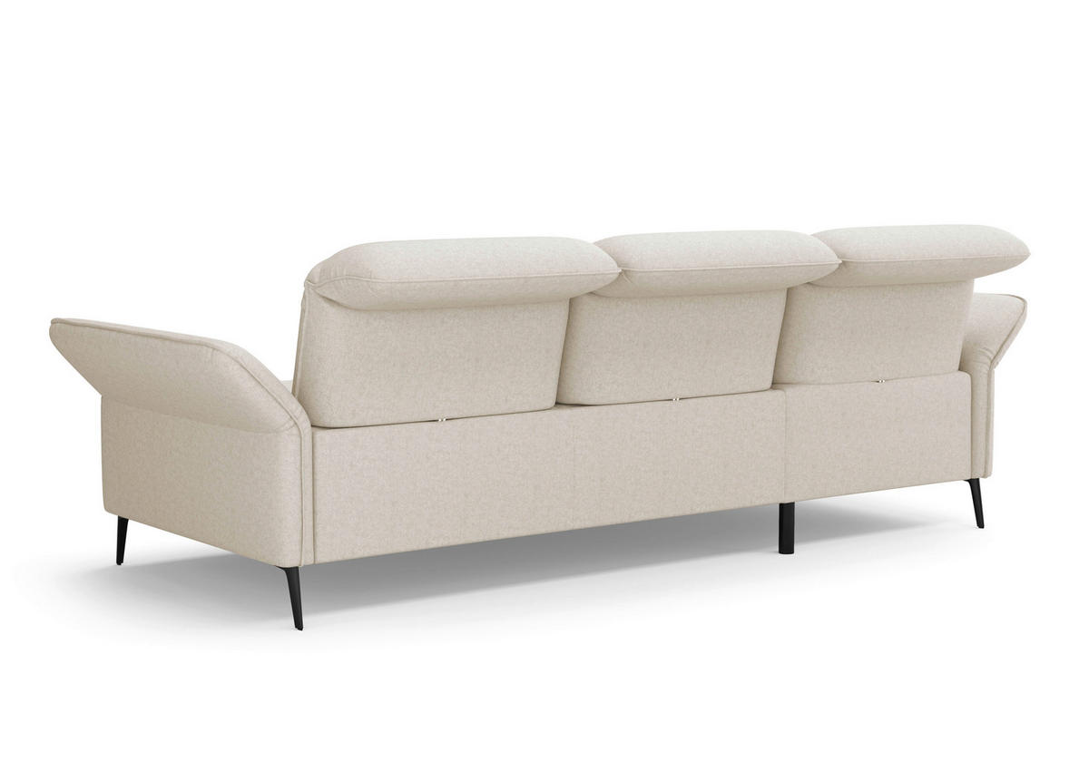 ECKSOFA in Flachgewebe Creme  - Creme/Schwarz, Konventionell, Textil/Metall (198/264cm) - Sit & More