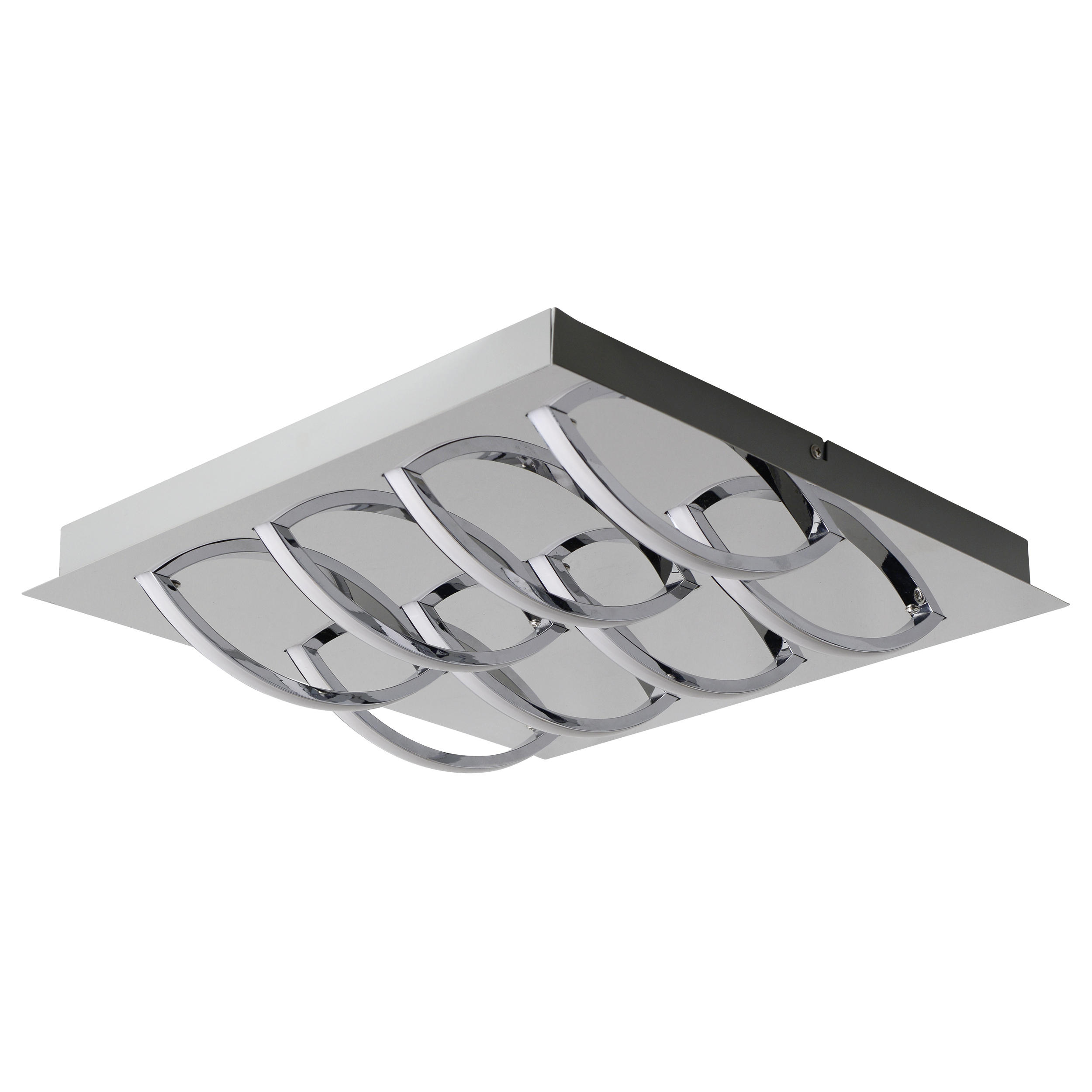 LED-DECKENLEUCHTE Mancheste 41/41/8,5 cm   - Chromfarben/Opal, Basics, Kunststoff/Metall (41/41/8,5cm) - Näve