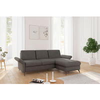 ECKSOFA ROCHELLE E Graphitfarben Flachgewebe  - Schwarz/Graphitfarben, KONVENTIONELL, Textil/Metall (251/164cm) - Sit & More
