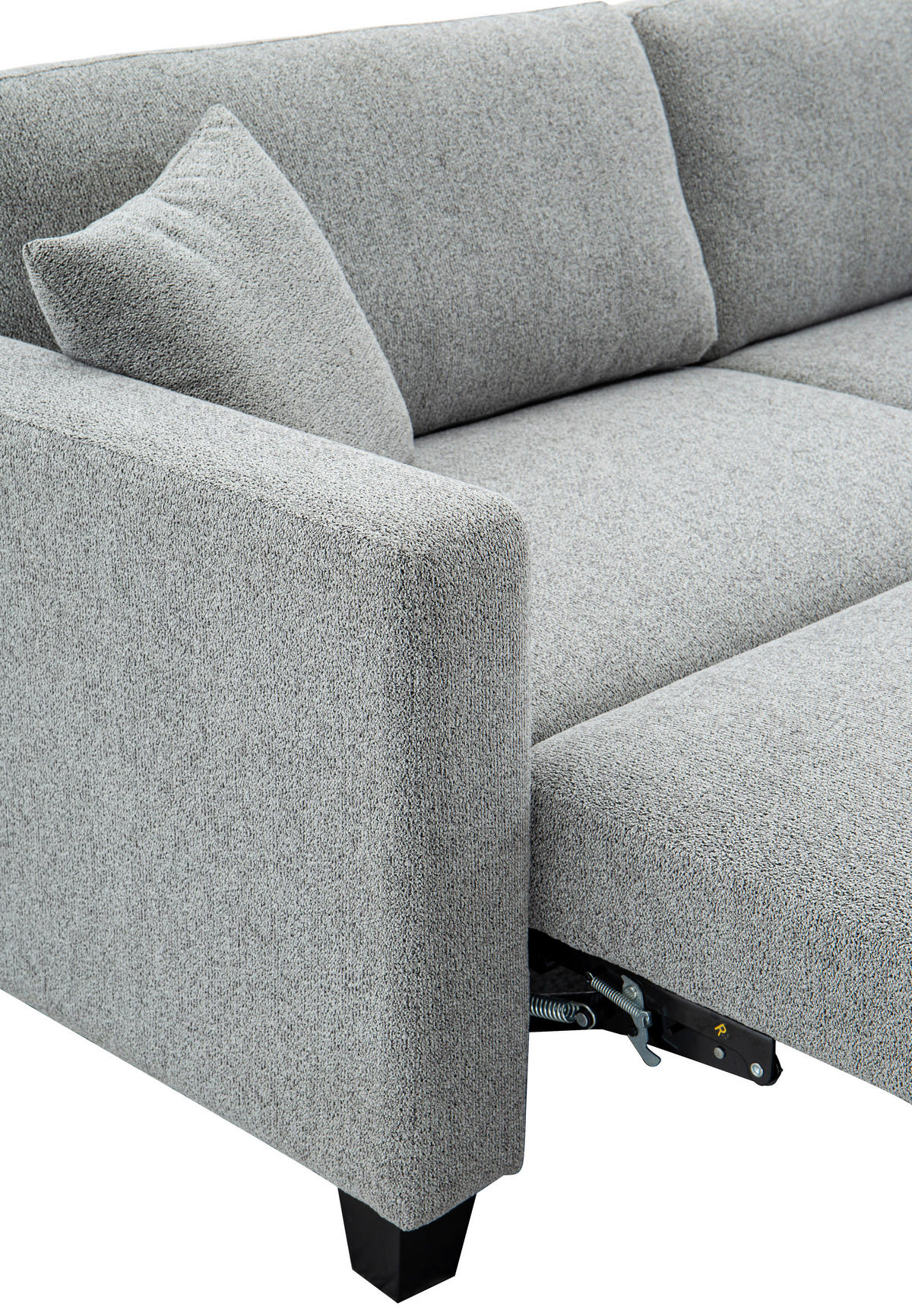 SCHLAFSOFA Leinenoptik Hellgrau  - Hellgrau/Schwarz, Design, Holz/Textil (220,5/86/96cm) - Livetastic