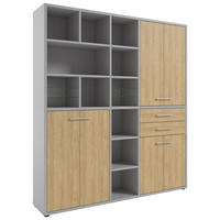 AKTENSCHRANK Eiche Hellgrau, Hickory  - Hellgrau/Hickory, MODERN, Glas/Holz (191/215,4/40cm)