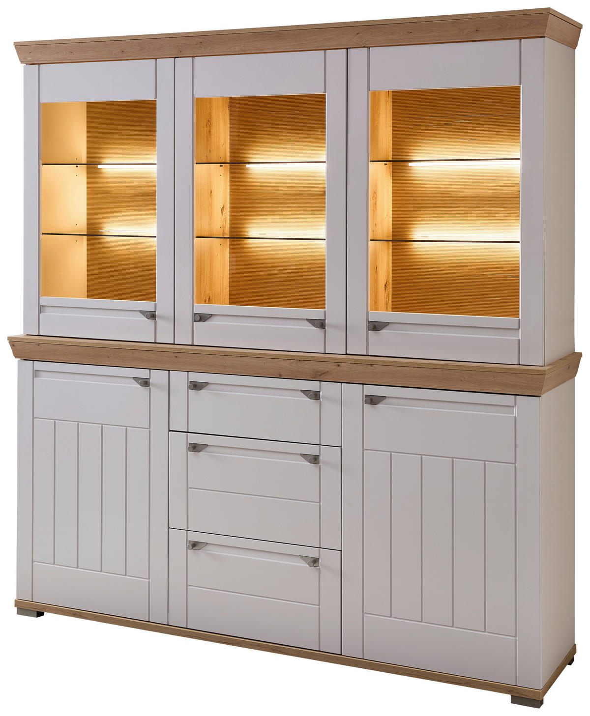 BUFFET 200/208/47 cm  in Kaschmir, Eiche Artisan  - Kaschmir/Eiche Artisan, ROMANTIK / LANDHAUS, Glas/Holzwerkstoff (200/208/47cm) - Landscape