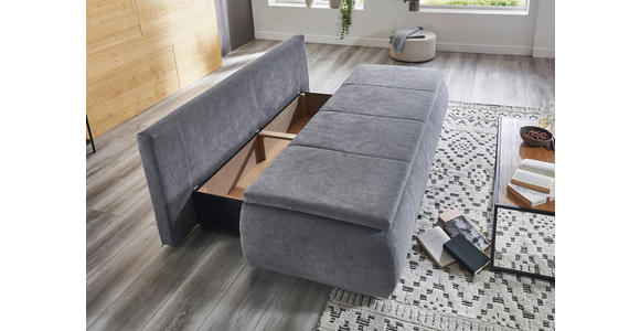SCHLAFSOFA Webstoff Grau Rückenkissen, Armlehnenkissen, Bettkasten, Schlaffunktion, Topper, Rücken echt  - Chromfarben/Grau, KONVENTIONELL, Holz/Kunststoff (207/91/90cm) - Carryhome