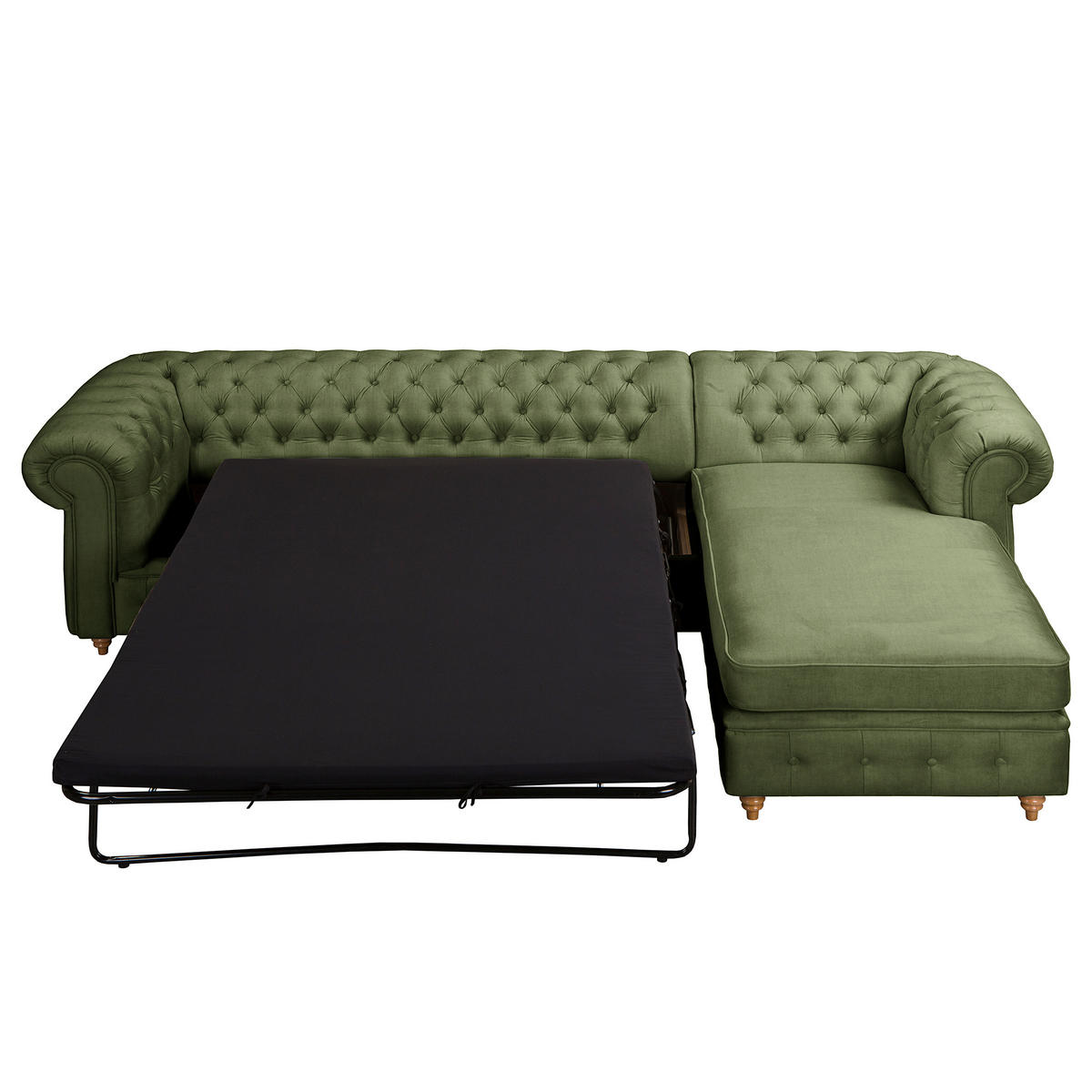 ECKSOFA Laura in Mikrofaser Dunkelgrün  284/182 cm  - Dunkelgrün/Creme, Design, Holz/Textil (284/182cm) - P & B