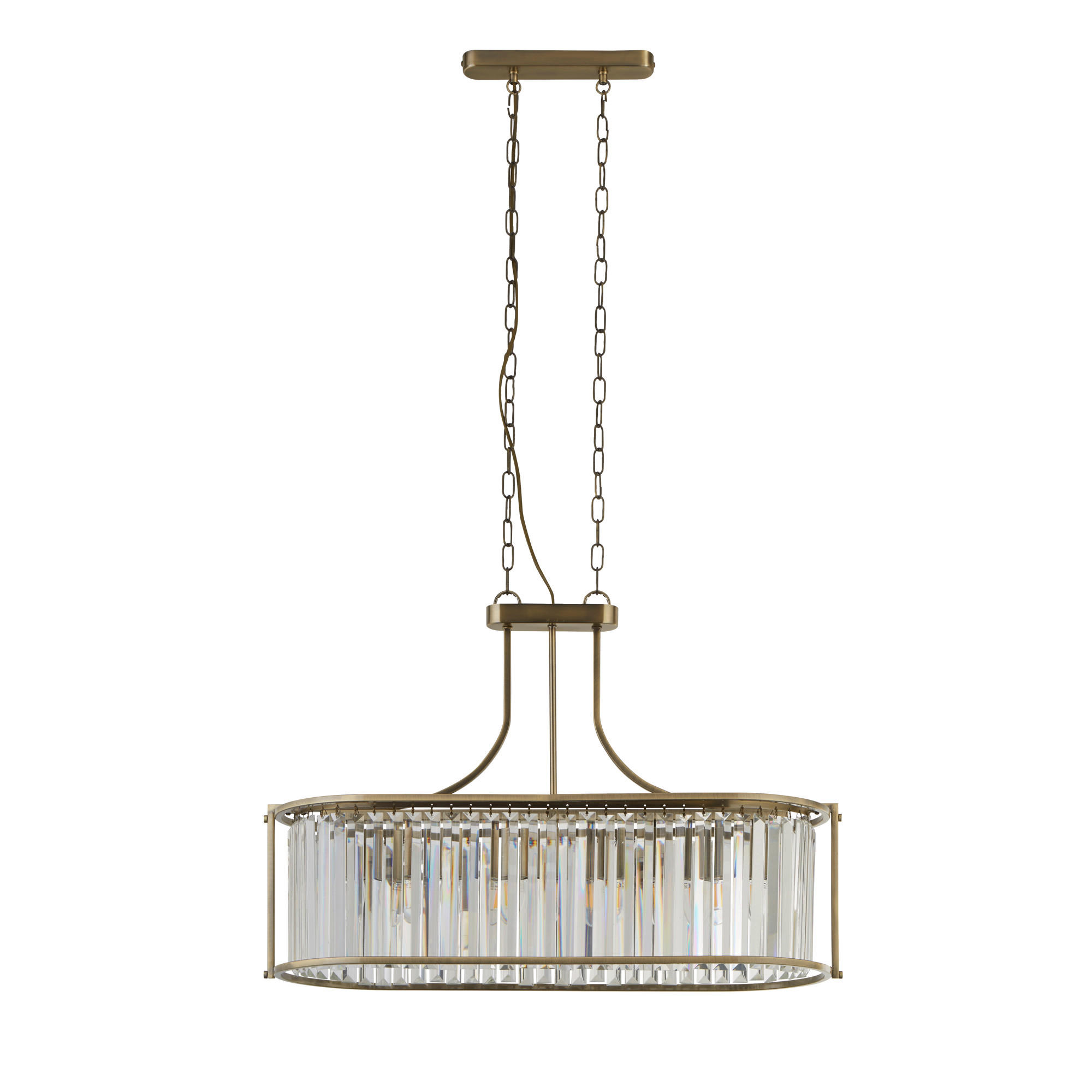 KRISTALL-HÄNGELEUCHTE 50/30/78 cm   - Messingfarben, MODERN, Glas/Metall (50/30/78cm) - Searchlight