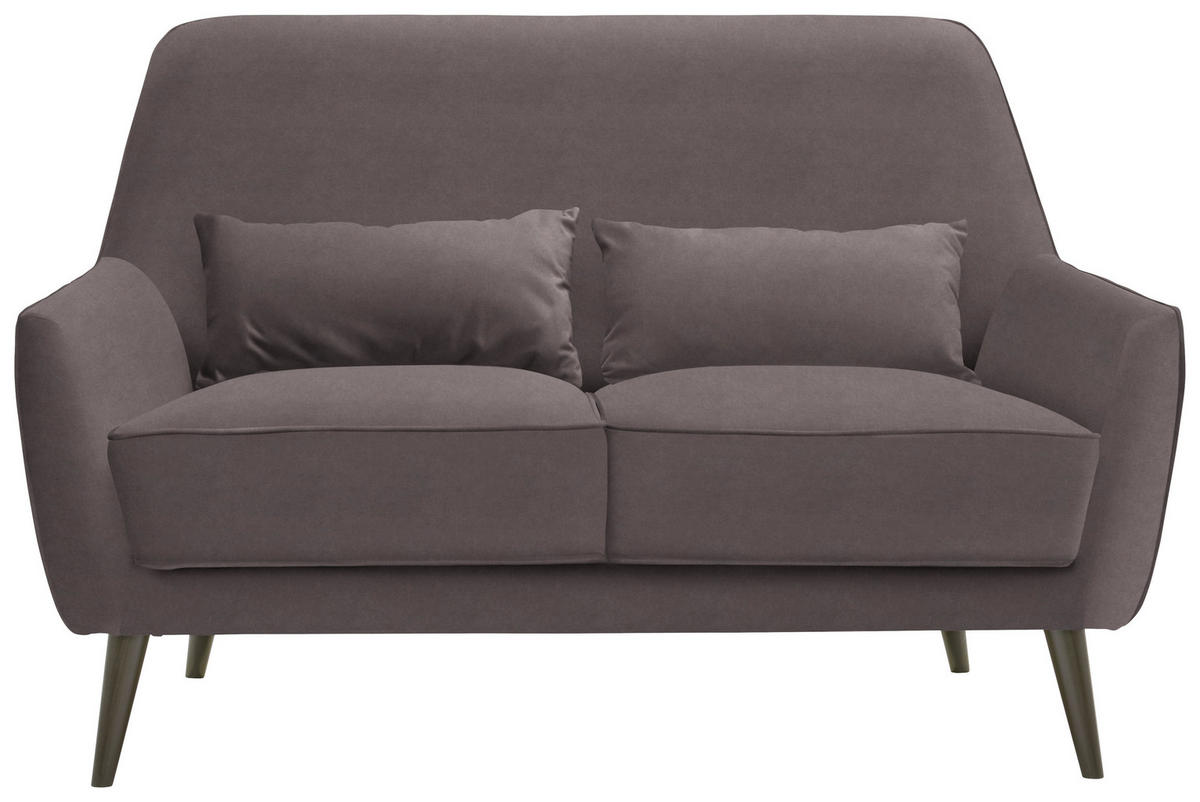 2-SITZER-SOFA in Mikrofaser Hellgrau  - Hellgrau/Schwarz, Trend, Holz/Textil (135/86/80cm) - Carryhome
