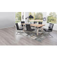 ESSTISCH in Holz, Metall 200/100/77 cm  - Edelstahlfarben/Eichefarben, Design, Holz/Metall (200/100/77cm) - Novel