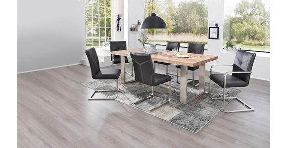 ESSTISCH in Holz, Metall 200/100/77 cm  - Edelstahlfarben/Eichefarben, Design, Holz/Metall (200/100/77cm) - Novel