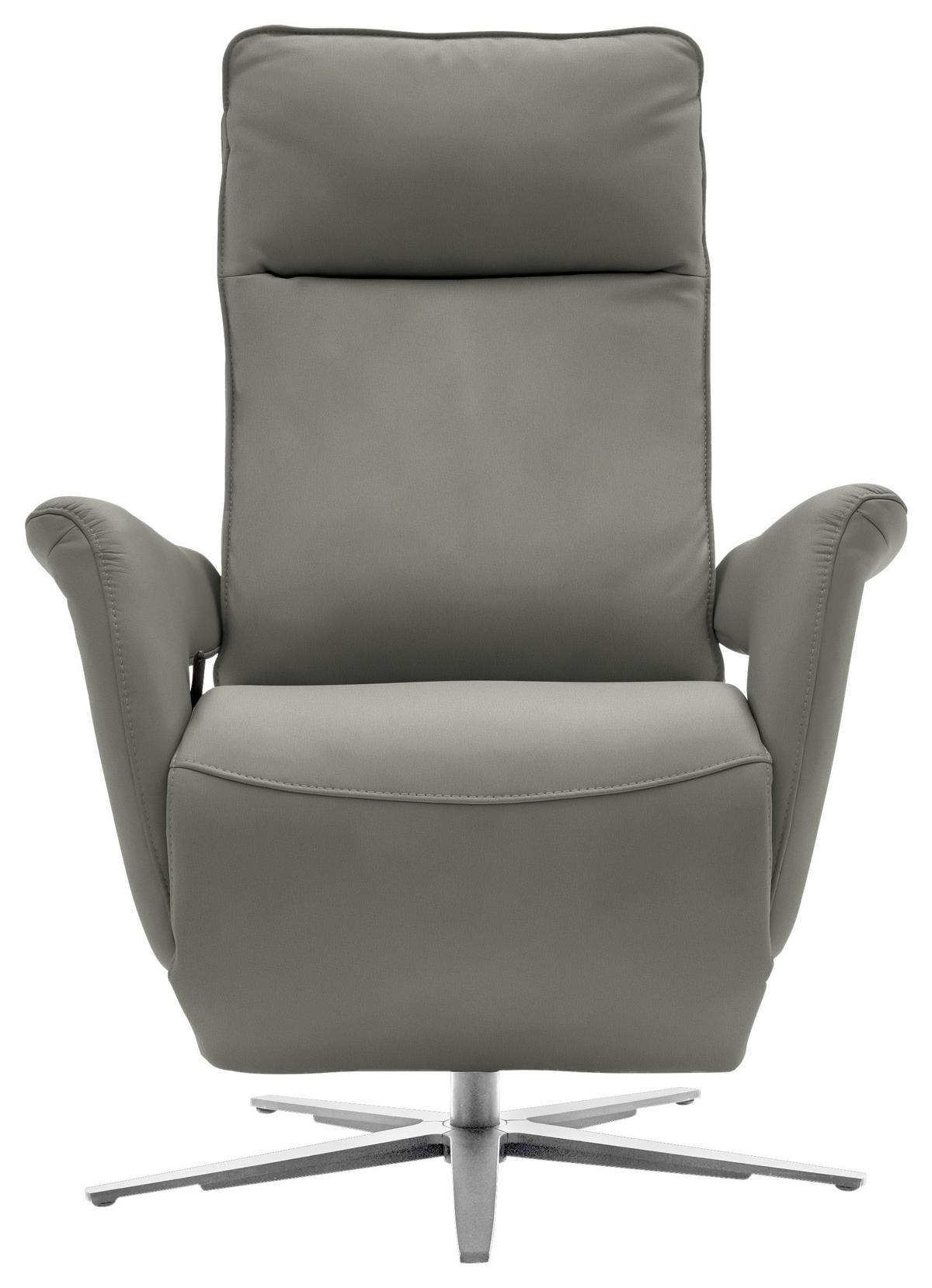 RELAXSESSEL in Leder Grau  - Edelstahlfarben/Grau, Design, Leder/Metall (79-83/116/87-176cm) - Valdera