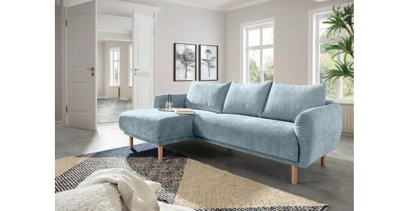 ECKSOFA Blau Flachgewebe - Blau/Buchefarben, KONVENTIONELL, Holz/Textil (144/230cm) - Carryhome