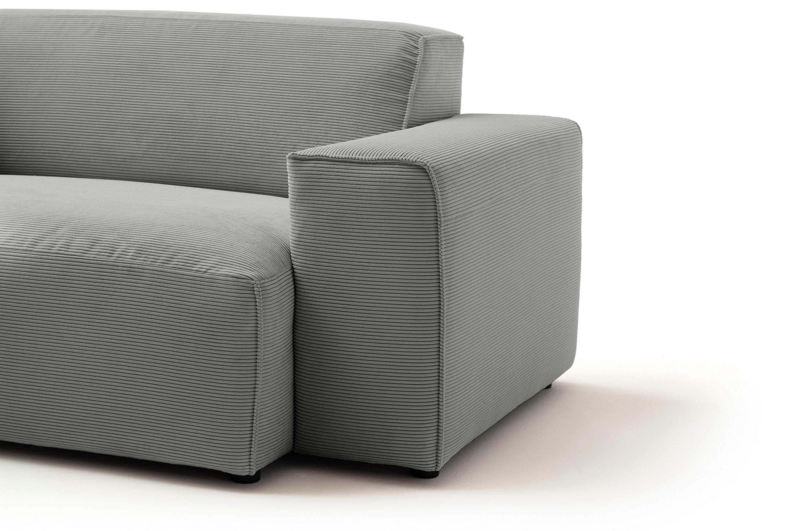 ECKSOFA in Cord Grau  - Schwarz/Grau, Design, Kunststoff/Textil (189/230cm) - Pure Home Lifestyle