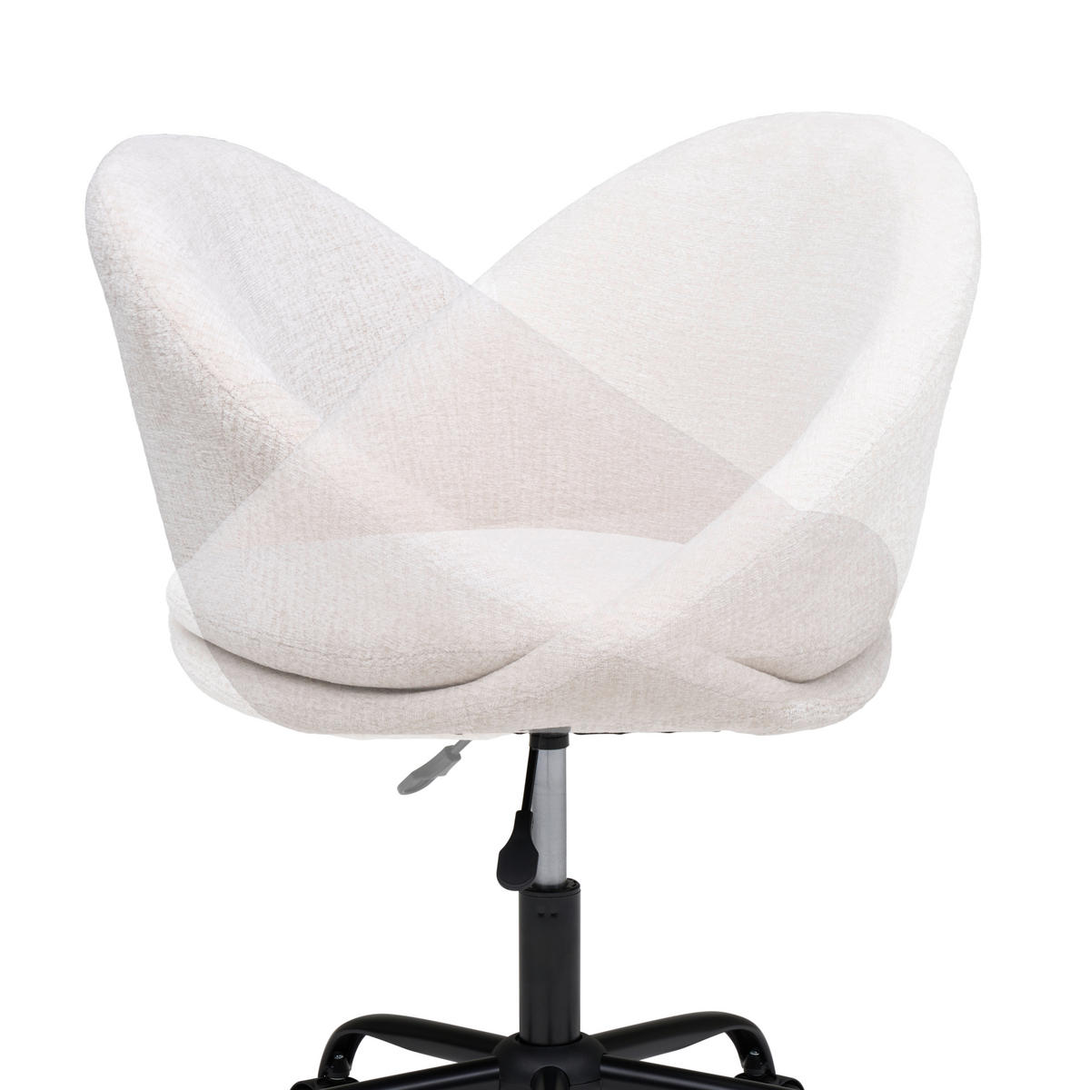 VRTLJIVI STOL kovina, tekstil bela, bež  - črna/bela, Moderno, kovina/umetna masa (62/79/87/61cm) - MID.YOU