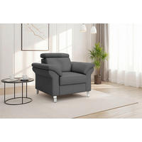 SESSEL in Echtleder Schwarz  - Chromfarben/Schwarz, Basics, Leder/Metall (101/84/93cm) - Sit & More