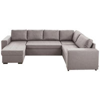 WOHNLANDSCHAFT Beige Webstoff  - Beige/Schwarz, KONVENTIONELL, Kunststoff/Textil (157/313/207cm) - Ti'me