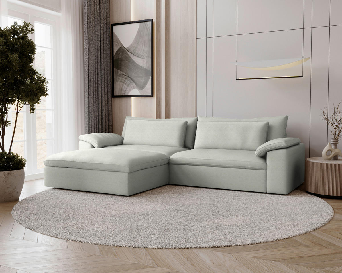 ECKSOFA  Chenille Naturfarben  - Schwarz/Naturfarben, Modern, Kunststoff/Textil (198/306cm) - Carryhome