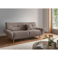3-SITZER-SOFA Bouclé Taupe  - Taupe/Wildeiche, KONVENTIONELL, Holz/Textil (205/81/90cm) - MID.YOU