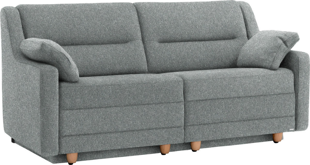 SCHLAFSOFA  in Mikrovelours Graugrün  - Buchefarben/Graugrün, KONVENTIONELL, Holz/Textil (184/88/91cm) - Sedda
