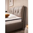 POLSTERBETT Matratze, Lattenrost, Topper Hellbraun 200/200 cm  - Hellbraun/Schwarz, KONVENTIONELL, Leder/Holz (200/200cm) - Novel