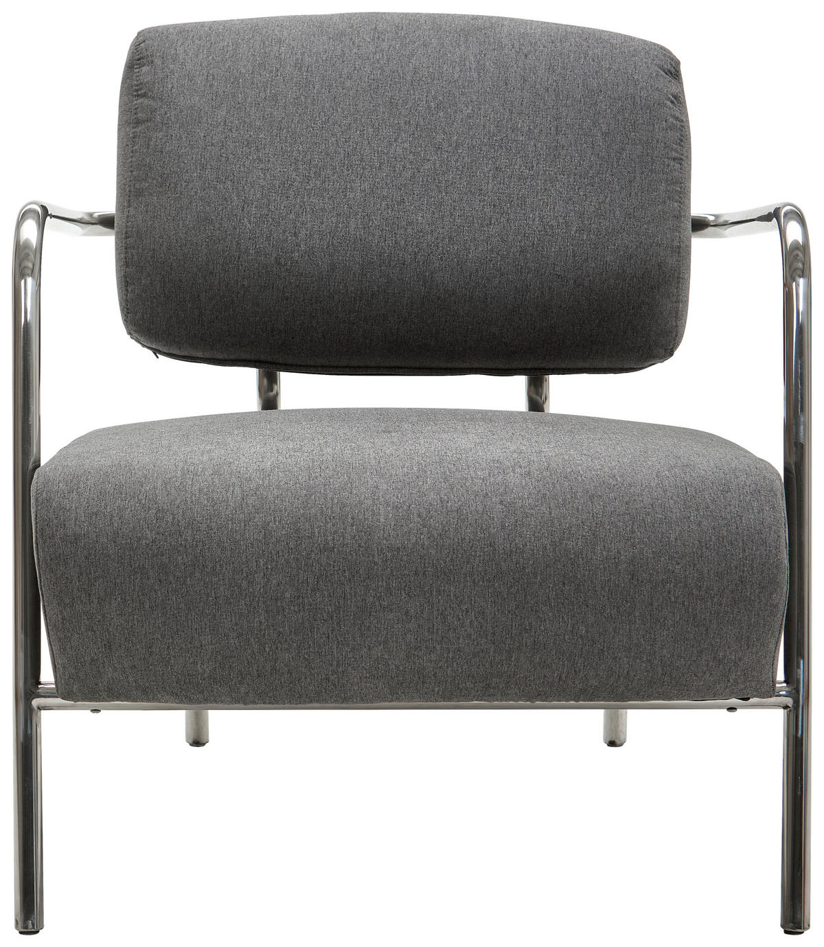SESSEL in Leinenoptik Grau, Chromfarben  - Chromfarben/Grau, Trend, Textil/Metall (70/82/74cm) - Livetastic