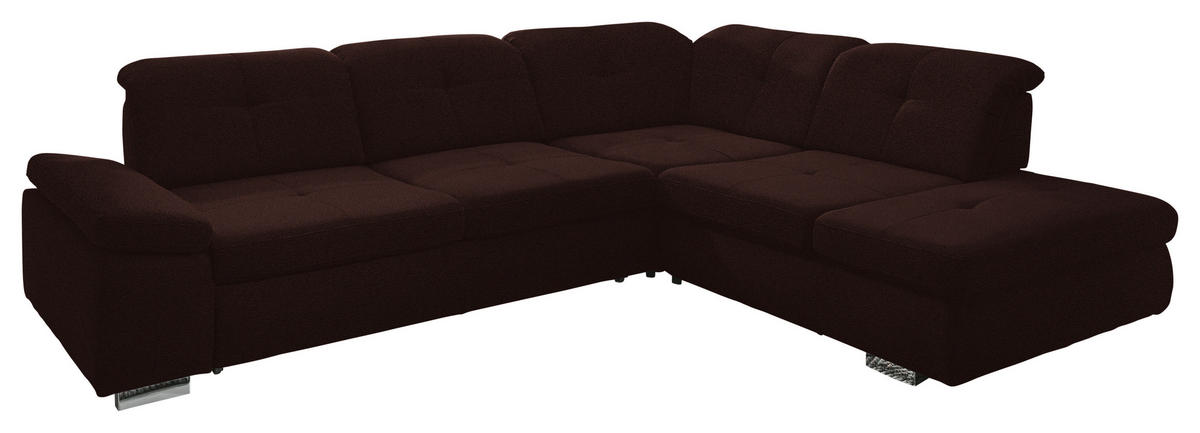 ECKSOFA  in Mikrofaser Braun  312/260 cm  - Chromfarben/Braun, Design, Textil/Metall (312/260cm) - Beldomo Style