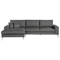 ECKSOFA Anthrazit Flachgewebe  - Anthrazit/Silberfarben, Design, Textil/Metall (175/294cm) - Max Winzer