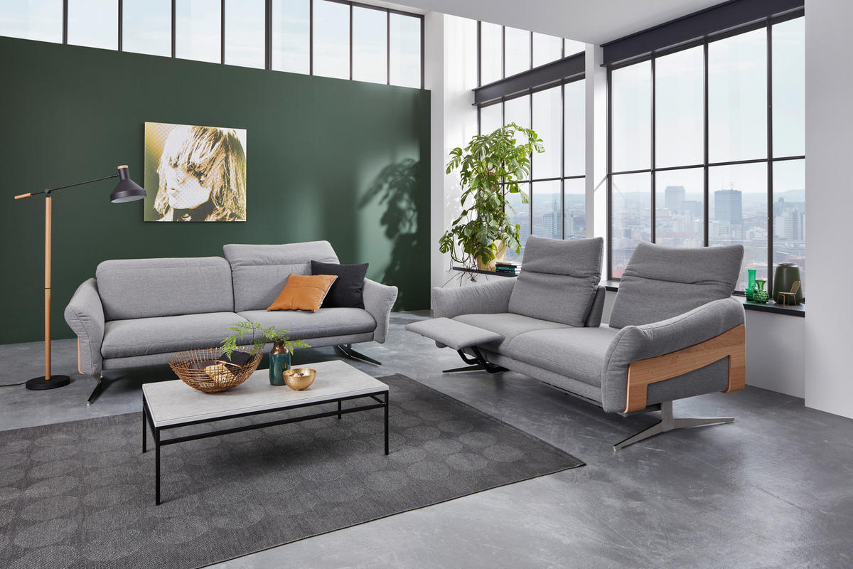 2,5-SITZER in Webstoff Grau  - Anthrazit/Grau, Design, Holz/Textil (193/81/107cm) - Himolla