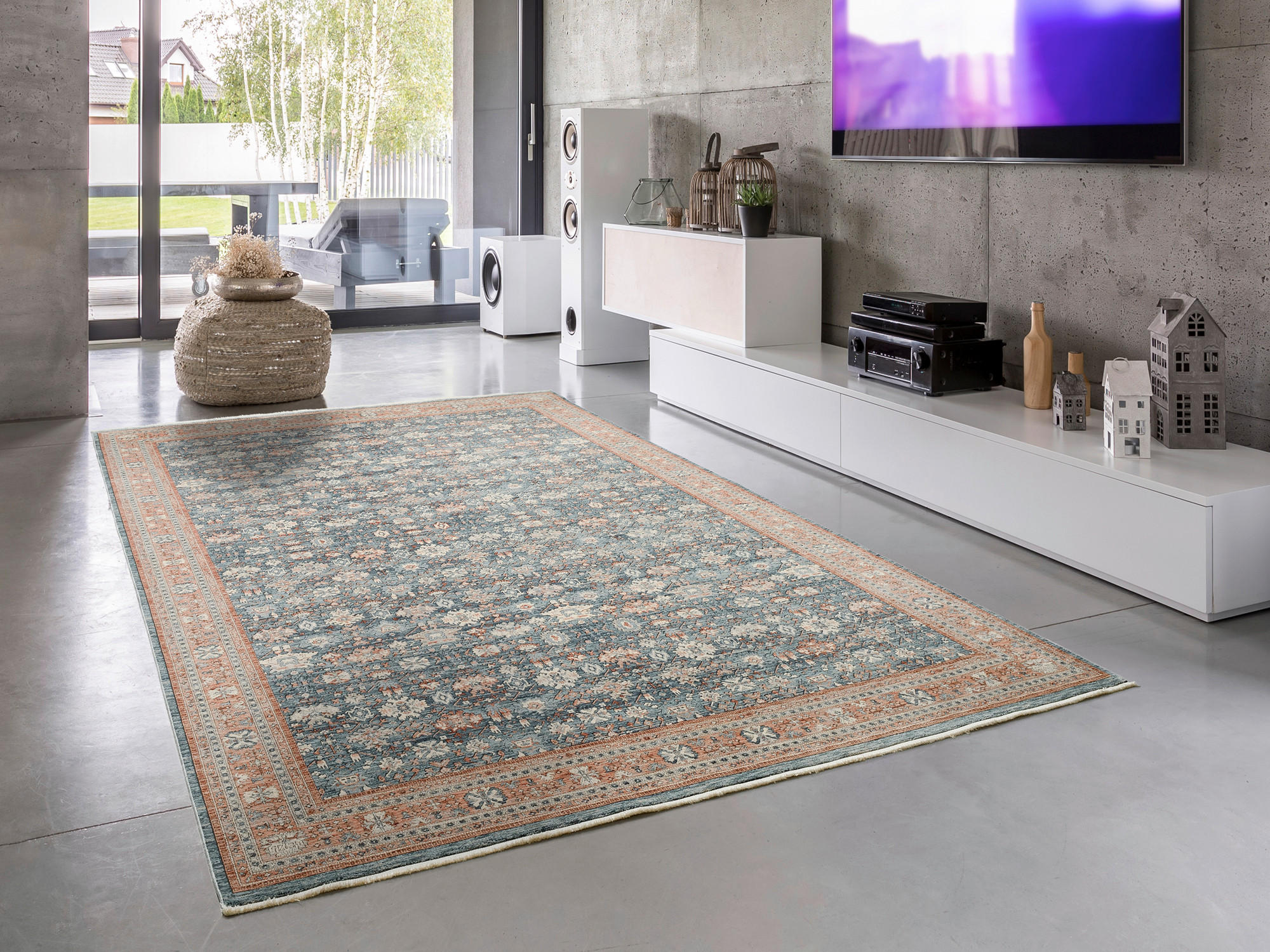 LÄUFER 80/240 cm Picardie  - Blau/Terracotta, Design, Textil (80/240cm) - Novel