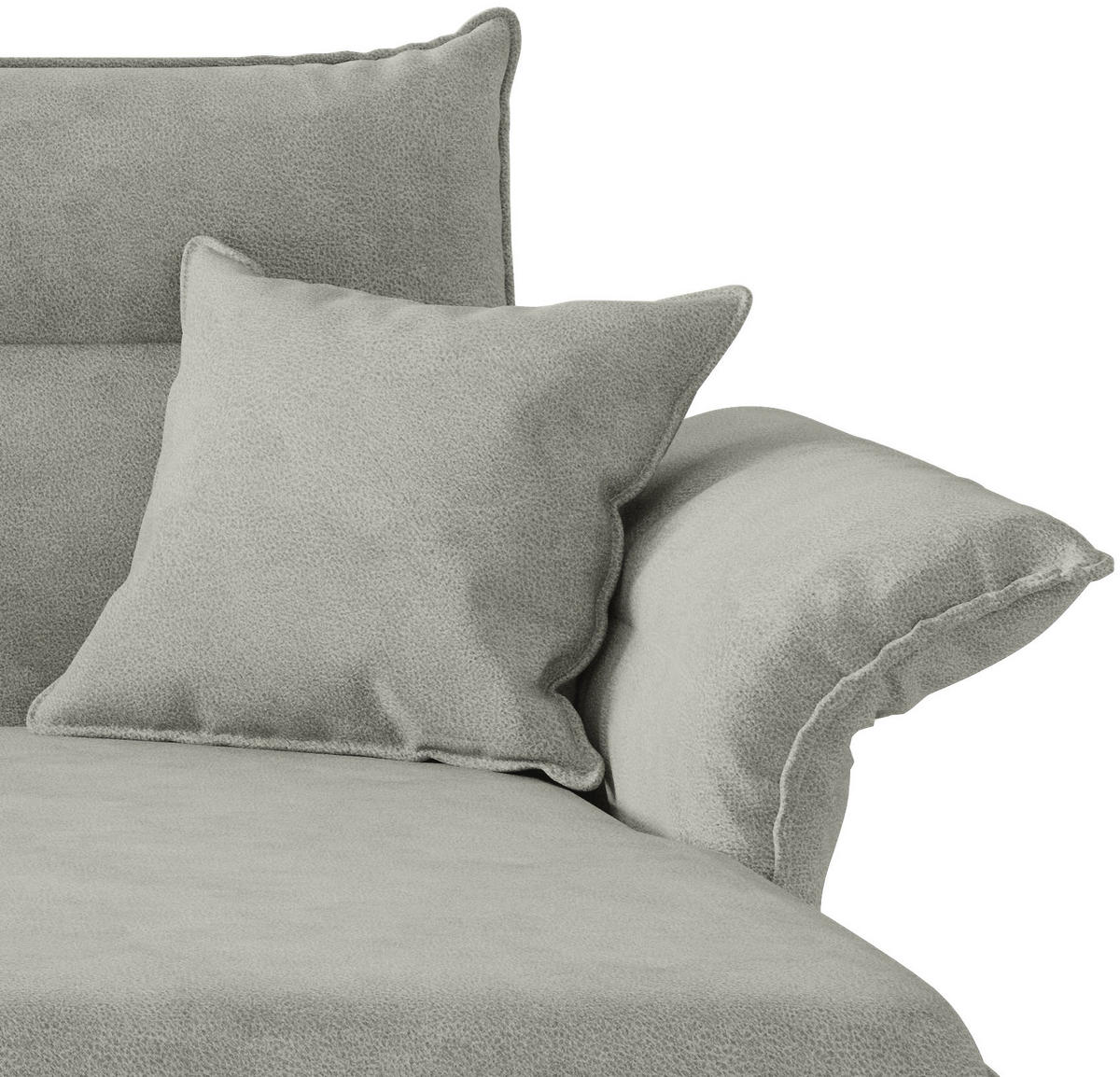ECKSOFA in Flachgewebe Hellgrau  - Edelstahlfarben/Hellgrau, Design, Textil/Metall (265/185cm) - Livetastic