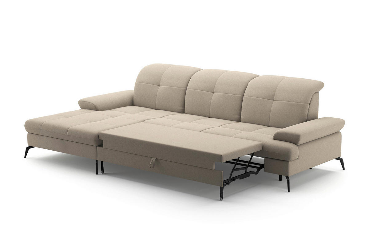 ECKSOFA in Flachgewebe Taupe  - Taupe/Schwarz, Konventionell, Textil/Metall (185/279cm) - Sit & More