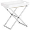 BEISTELLTISCH 52/32/50 cm Weiß, Chromfarben rechteckig  - Chromfarben/Weiß, Basics, Textil/Metall (52/32/50cm) - Joop!