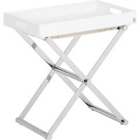 BEISTELLTISCH 52/32/50 cm Weiß, Chromfarben rechteckig  - Chromfarben/Weiß, Basics, Textil/Metall (52/32/50cm) - Joop!