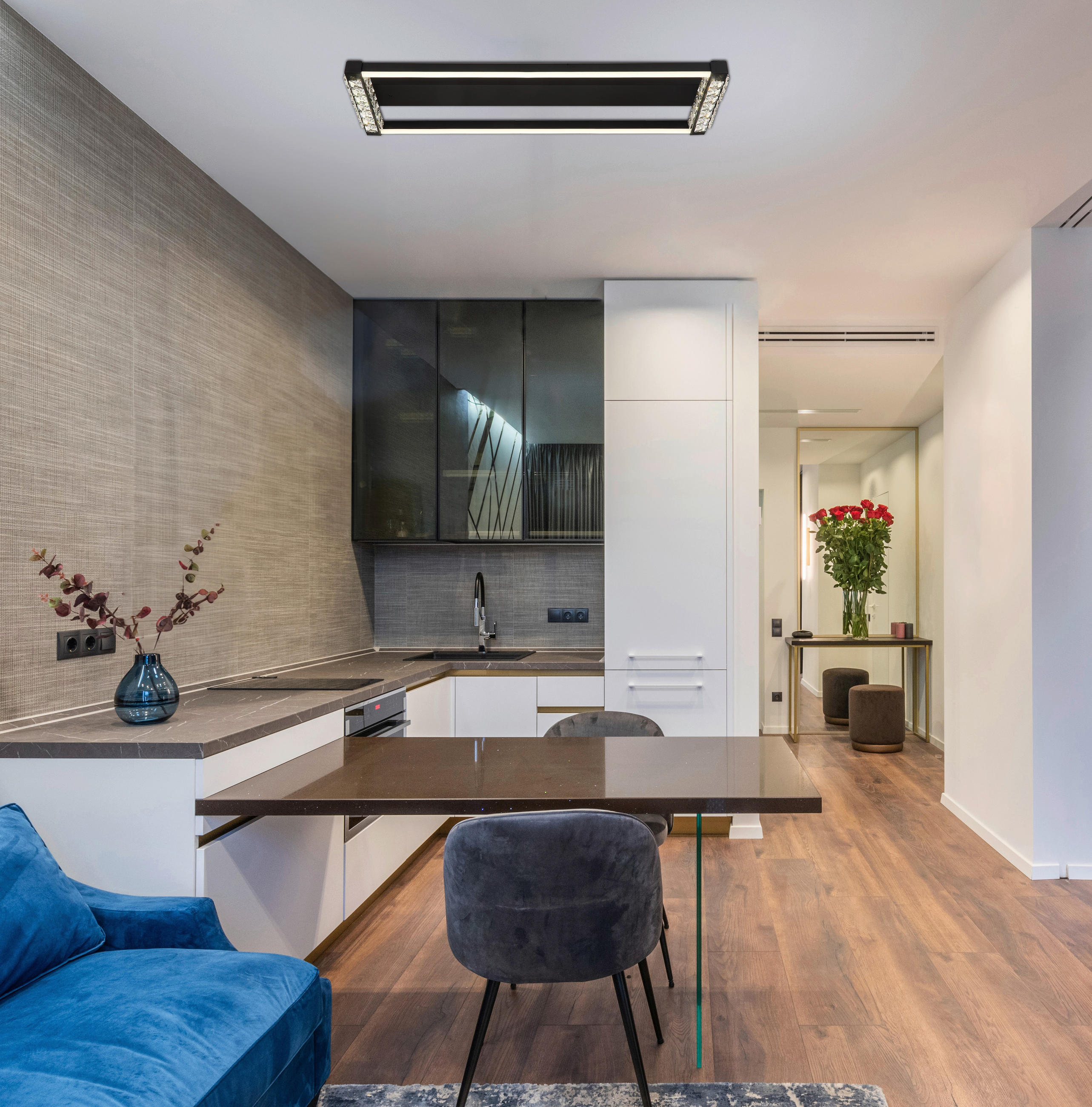 LED-DECKENLEUCHTE    62,5/20,6/7 cm  - Klar/Weiss, Design, Kunststoff/Metall (62,5/20,6/7cm) - Globo