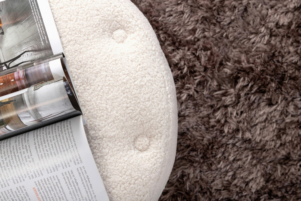 POUF Uni Weiß 55/44/55 cm  - Weiß, Design, Kunststoff/Textil (55/44/55cm) - Livetastic