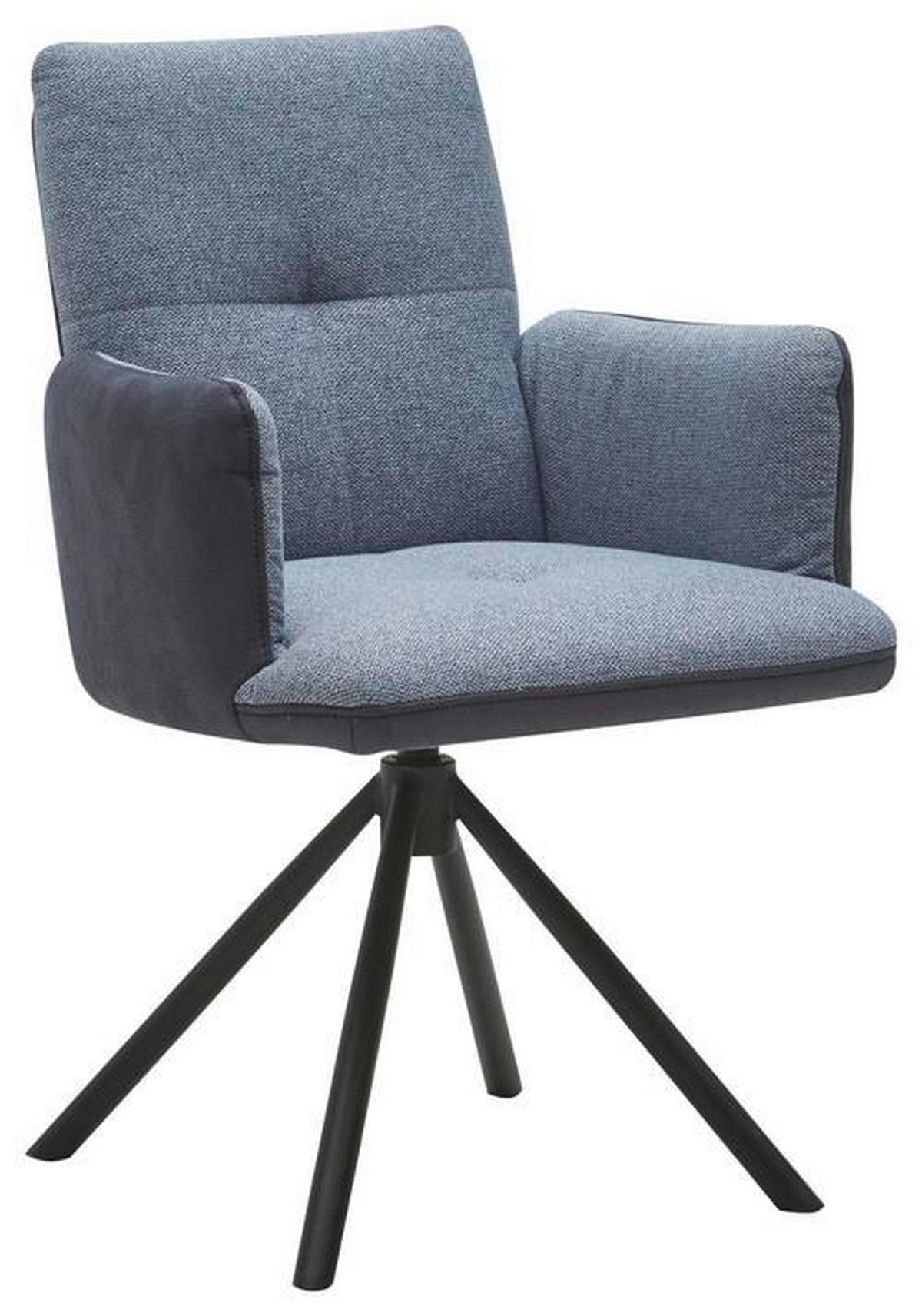 ARMLEHNSTUHL  in Stahl Flachgewebe  - Blau/Schwarz, Design, Textil/Metall (62/87/59cm) - Dieter Knoll