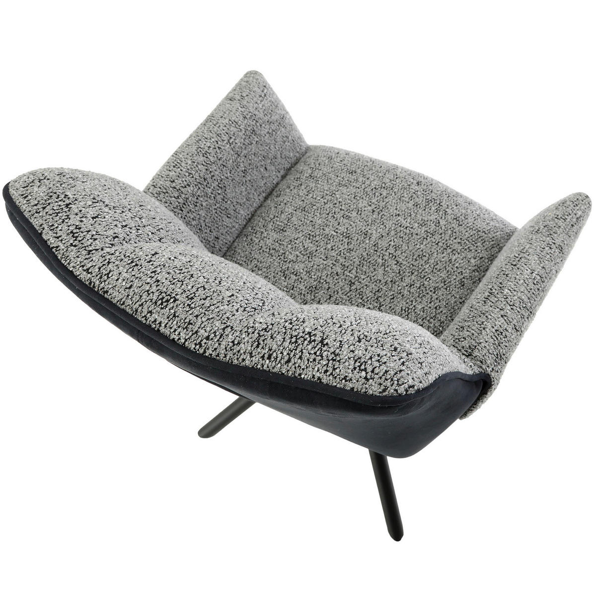 ARMLEHNSTUHL  Wippfunktion, Sitzfläche 360° drehbar, automatische Rückholfunktion Chenille, Mikrofaser  Grau, Schwarz  - Schwarz/Grau, Design, Textil/Metall (62/87/64cm) - Novel